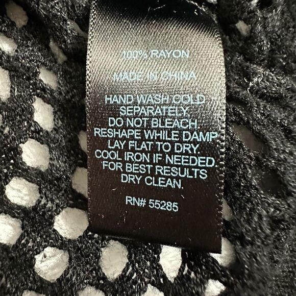 Express Women's Size M Long Sleeve Fish Net Top Black See Thru Mesh - Picture 5 of 8